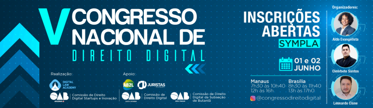 V Congresso Nacional de Direito Digital acontece nos dias 1 e 2 de junho