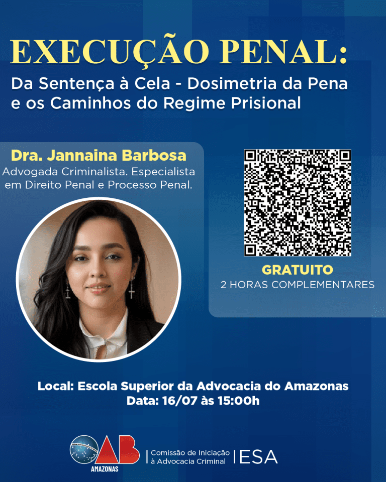 ESA-AM promoveu aula sobre Execução Penal com enfoque na dosimetria da pena e regimes prisionais