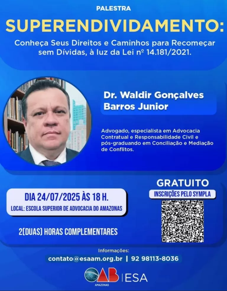 ESA-AM promove palestra gratuita sobre superendividamento e direitos do consumidor