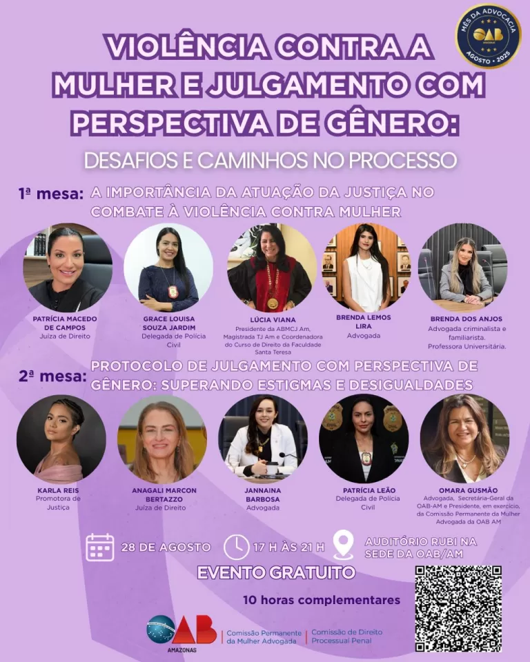 OAB amazonas fecha agosto lilás com mesa redonda sobre Violência contra a mulher e julgamento com perspectiva de gênero