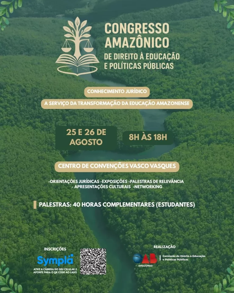OAB-AM promove Congresso Amazônico de Direito à Educação e Políticas Públicas nos dias 25 e 26 de agosto