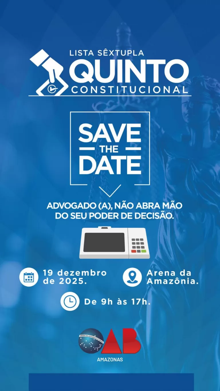 Consulta do Quinto Constitucional da OAB-AM será realizada no dia 19 de dezembro