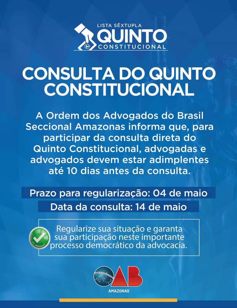Prazo para regularização garante participação na consulta do Quinto Constitucional